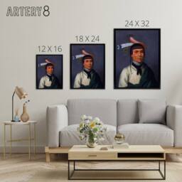 "Artery8 Henry Inman Chippewa Chief No Tin Portrait Framed Canvas Wall Art Print - Size: W12"" x H16""" - thumbnail 4
