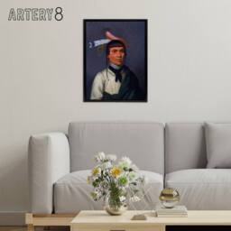 "Artery8 Henry Inman Chippewa Chief No Tin Portrait Framed Canvas Wall Art Print - Size: W12"" x H16""" - thumbnail 3