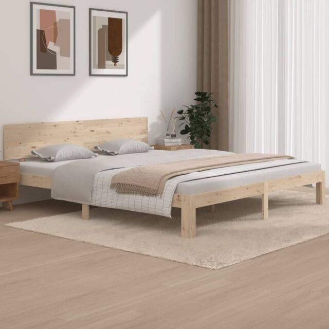 Berkfield Home Bed Frame Solid Wood 180x200 cm Super King Size in Brown - image 1