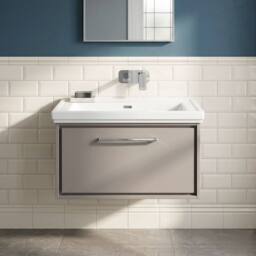 Balterley Wall Hung Single Drawer Bathroom Vanity, Fireclay Basin, Grey, 800mm in Grey - thumbnail 3