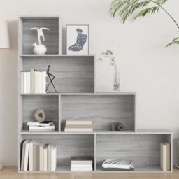 Berkfield Home Book Cabinet Grey Sonoma 155x24x160 cm - Size: 155 x 24 x 160 cm - thumbnail 5