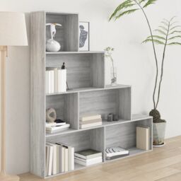 Berkfield Home Book Cabinet Grey Sonoma 155x24x160 cm - Size: 155 x 24 x 160 cm - thumbnail 1