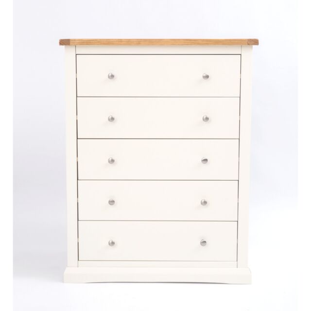 Cabinet Bits Castelli 5 Drawer Chest of Drawers Chrome Knob in Off-White - image 1