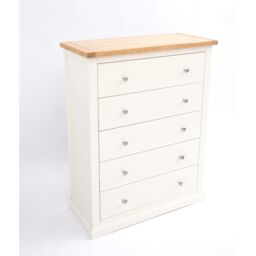 Cabinet Bits Castelli 5 Drawer Chest of Drawers Chrome Knob in Off-White - thumbnail 3