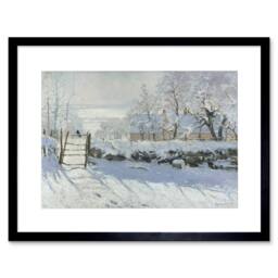 "Artery8 Claude Monet Magpie Old Master Home Decor 12x16"" Framed Wall Art Print in White - Size: W12"" x H16""" - thumbnail 1