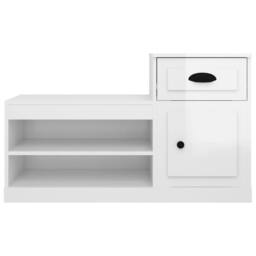 Berkfield Home Shoe Cabinet High Gloss White 100x42x60 cm Engineered Wood - Size: 100 x 42 x 60 cm - thumbnail 6