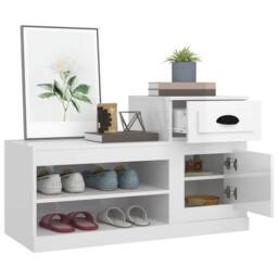 Berkfield Home Shoe Cabinet High Gloss White 100x42x60 cm Engineered Wood - Size: 100 x 42 x 60 cm - thumbnail 5