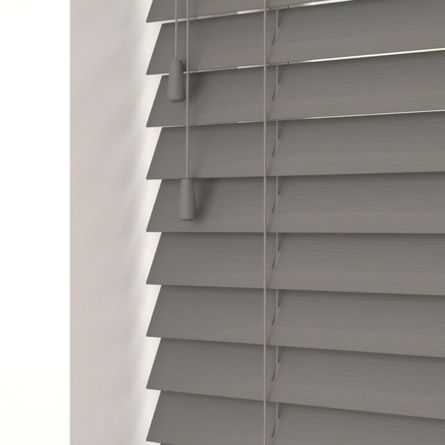 Blinds Outlet Faux Wood String Venetian Blind in Dark Grey - Size: 45 cm width x 120 cm drop - image 1