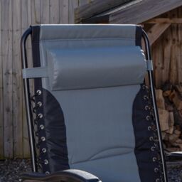 Samuel Alexander Set of 2 Luxury Padded Multi Position Zero Gravity Garden Relaxer Chair Lounger in Grey & Black - thumbnail 4