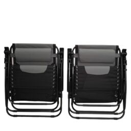 Samuel Alexander Set of 2 Luxury Padded Multi Position Zero Gravity Garden Relaxer Chair Lounger in Grey & Black - thumbnail 6