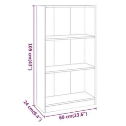 Berkfield Home Book Cabinet Smoked Oak 60x24x109 cm Engineered Wood in Brown - Size: 60 x 24 x 109 cm - thumbnail 7