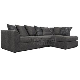 Furnishings For Less UK Byron Dundee Chenille Fabric 5 Seater L Shaped Corner Sofa Grey or Light Grey Right Hand Facing in Dark Grey - thumbnail 1