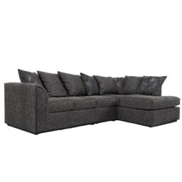 Furnishings For Less UK Byron Dundee Chenille Fabric 5 Seater L Shaped Corner Sofa Grey or Light Grey Right Hand Facing in Dark Grey - thumbnail 2