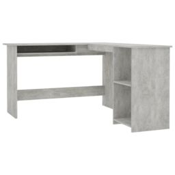 Berkfield Home L-Shaped Corner Desk Concrete Grey 120x140x75 cm Engineered Wood - Size: 120 x 140 x 75 cm - thumbnail 2