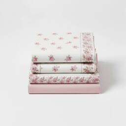 Snug City Soft Flower Print Brushed Cotton Fitted Flat Sheet Matching Pillowcase in Pink - Size: Single - thumbnail 2