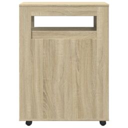 Berkfield Home Narrow Bathroom Cabinet with Wheels Sonoma Oak Engineered Wood in Brown - thumbnail 4