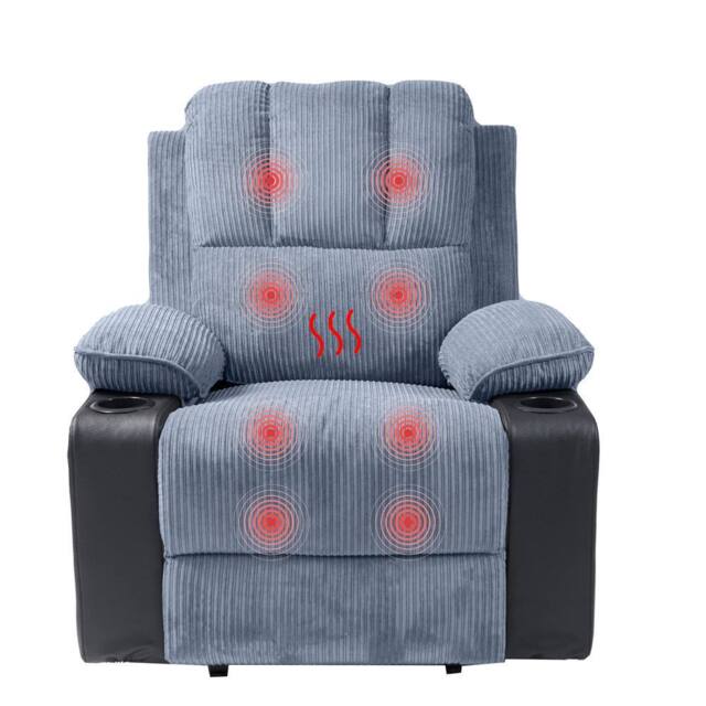 Violhedo Ergonomic Power Recliner Chair with Massage Footrest Cup Holders Armchair in Grey - image 1