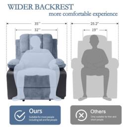 Violhedo Ergonomic Power Recliner Chair with Massage Footrest Cup Holders Armchair in Grey - thumbnail 2