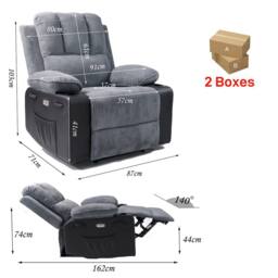 Violhedo Ergonomic Power Recliner Chair with Massage Footrest Cup Holders Armchair in Grey - thumbnail 6