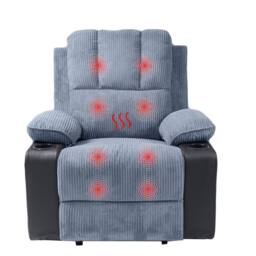 Violhedo Ergonomic Power Recliner Chair with Massage Footrest Cup Holders Armchair in Grey - thumbnail 1