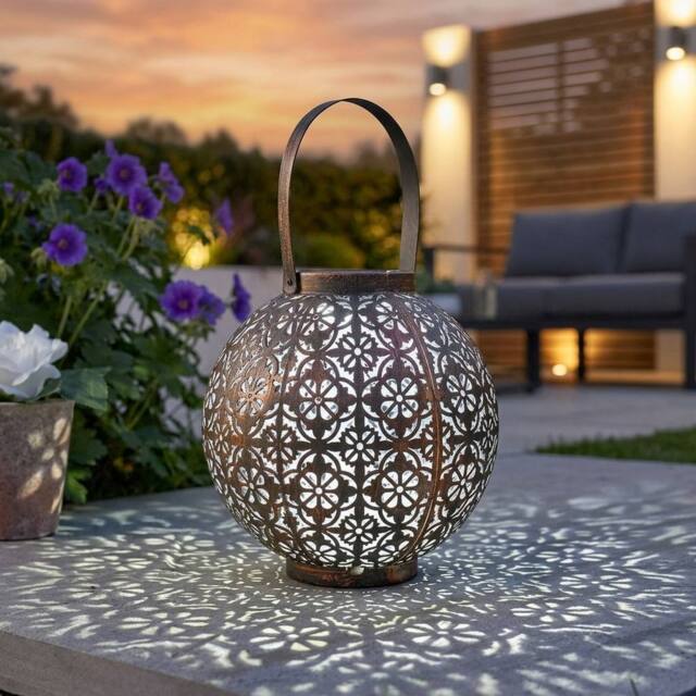 Garden Greatness Boulette Decorative Solar Silhouette Lantern in Bronze - Size: 1 Pack - image 1