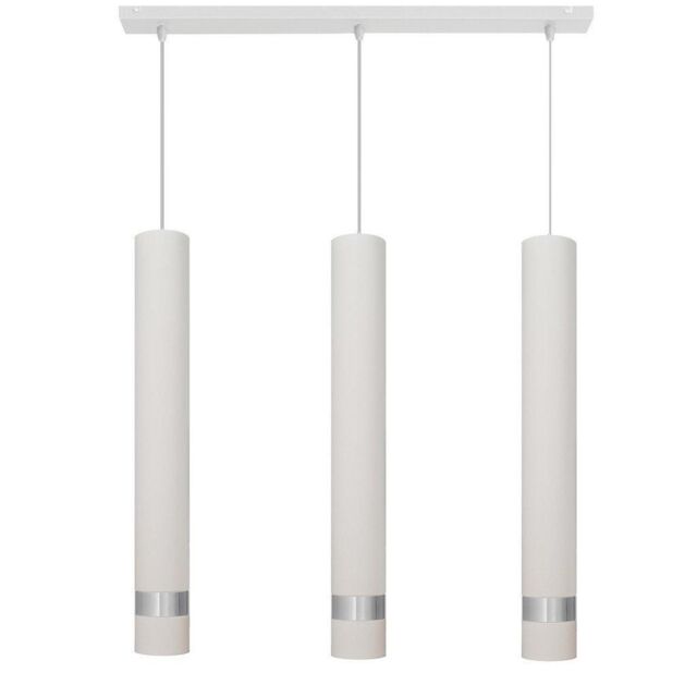 Netlighting Tuba Straight Bar Pendant Ceiling Light White Chrome 60cm - image 1