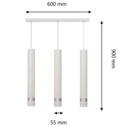 Netlighting Tuba Straight Bar Pendant Ceiling Light White Chrome 60cm - thumbnail 2