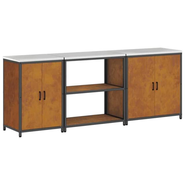 Berkfield Home with Shelf Other with Storage with Door 3 pcs Rusty Weathering steel in Brown - image 1