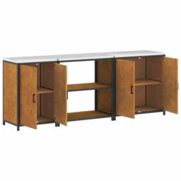 Berkfield Home with Shelf Other with Storage with Door 3 pcs Rusty Weathering steel in Brown - thumbnail 8