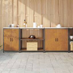 Berkfield Home with Shelf Other with Storage with Door 3 pcs Rusty Weathering steel in Brown - thumbnail 2