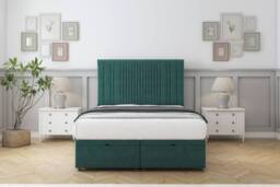 "Comfort Beds The Foxy Plush Ottoman Bed Set With 26"" Strutted Headboard in Emerald - Size: Small Single" - thumbnail 1