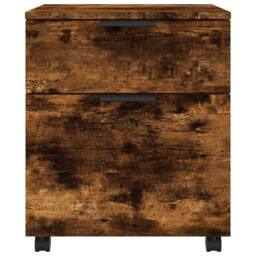 Berkfield Home Mobile File Cabinet with Wheels Smoked Oak 45x38x54 cm Engineered Wood in Brown - Size: 45 x 38 x 54 cm - thumbnail 1