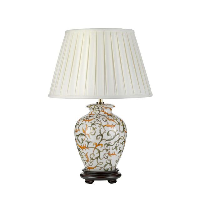 Loops Table Lamp Ivory Shade Cream with Orange & Green LED E27 60W Bulb