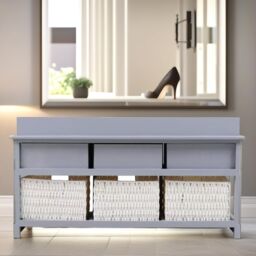 FURNOS Shoe Storage Bench With Cushioned Seat & 6 Drawers in Grey - thumbnail 3
