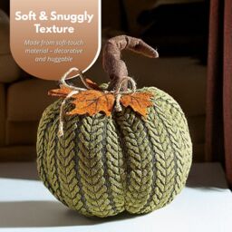 Marco Paul Halloween Green Plush Pumpkin Soft Autumn Decoration for Seasonal Displays 22cm - thumbnail 5