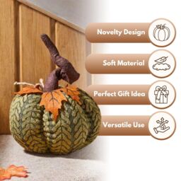 Marco Paul Halloween Green Plush Pumpkin Soft Autumn Decoration for Seasonal Displays 22cm - thumbnail 4