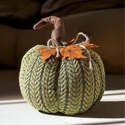 Marco Paul Halloween Green Plush Pumpkin Soft Autumn Decoration for Seasonal Displays 22cm - thumbnail 1