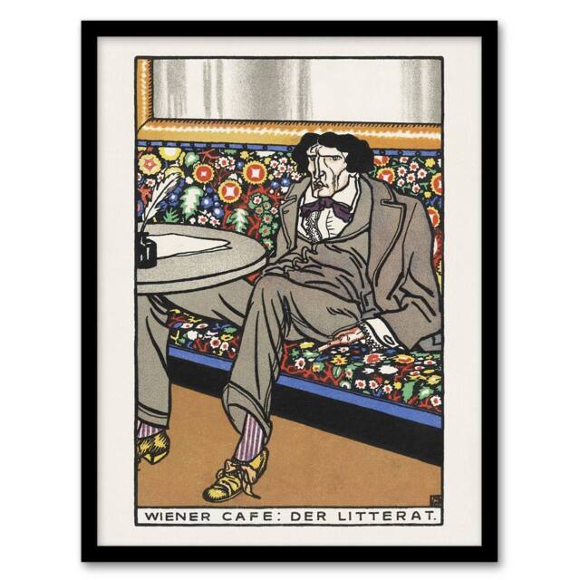 "Artery8 Viennese Cafe The Man of Letters Moriz Jung Framed Wall Art Print - Size: W12"" x H16""" - image 1