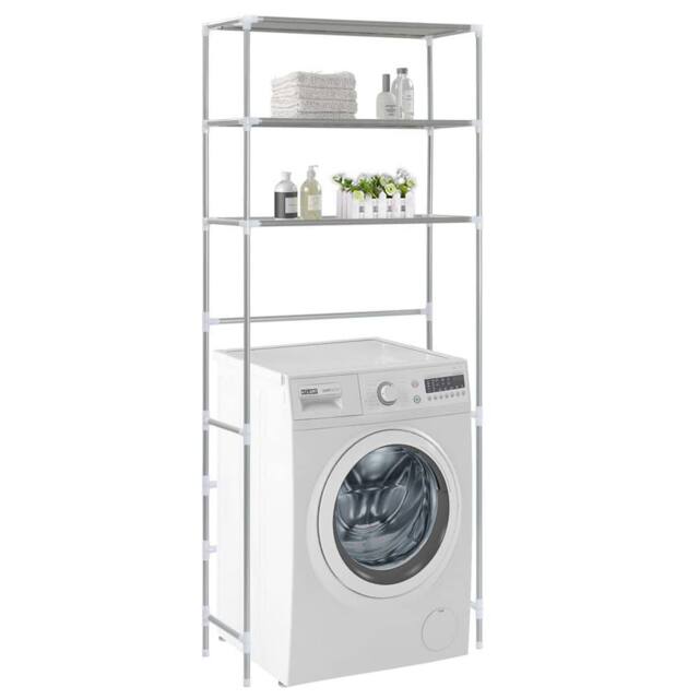 Berkfield Home 3-Tier Storage Rack over Laundry Machine Silver 69x28x169 cm - Size: 69 x 28 x 169 cm - image 1