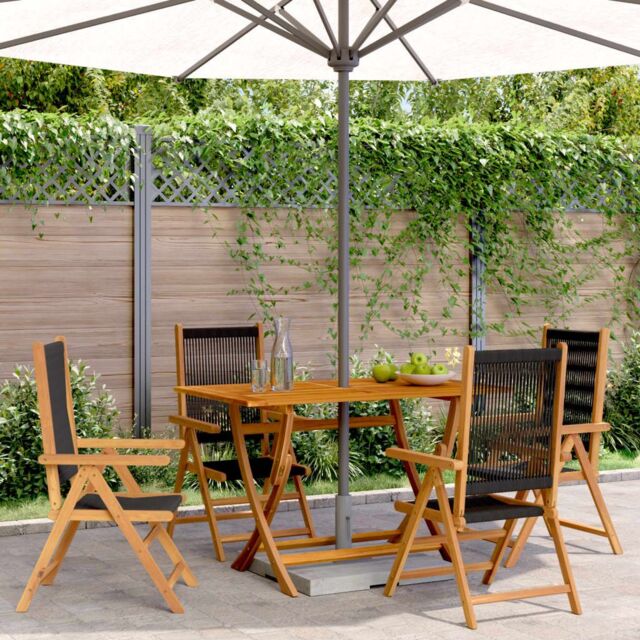 Berkfield Home Reclining Garden Chairs 4 pcs Black Solid Wood Acacia - image 1