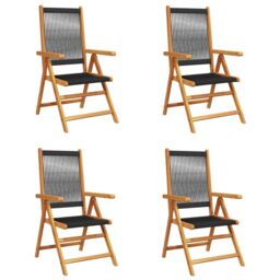 Berkfield Home Reclining Garden Chairs 4 pcs Black Solid Wood Acacia - thumbnail 2