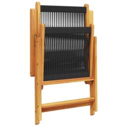 Berkfield Home Reclining Garden Chairs 4 pcs Black Solid Wood Acacia - thumbnail 7