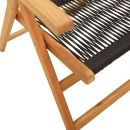 Berkfield Home Reclining Garden Chairs 4 pcs Black Solid Wood Acacia - thumbnail 8
