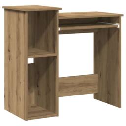 Berkfield Home Desk with Shelves Artisan Oak 84x40x78 cm Engineered Wood in Brown - Size: 84 x 40 x 78 cm - thumbnail 1