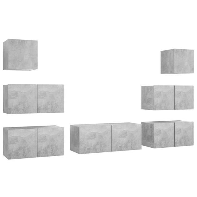 Berkfield Home 7 Piece TV Cabinet Set Concrete Grey Engineered Wood - image 1