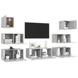 Berkfield Home 7 Piece TV Cabinet Set Concrete Grey Engineered Wood - thumbnail 3