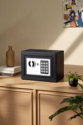 Living and Home 6L Mini Steel Security Safe Box with Keypad Lock & Coin Slot Black (23cm) - thumbnail 3