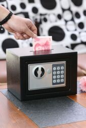 Living and Home 6L Mini Steel Security Safe Box with Keypad Lock & Coin Slot Black (23cm)