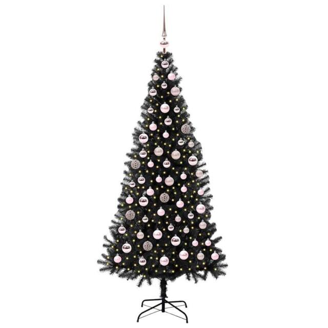 Berkfield Home Lush Christmas Tree with 300 LEDs with Stand Black 180 cm PVC - image 1