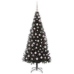 Berkfield Home Lush Christmas Tree with 300 LEDs with Stand Black 180 cm PVC
